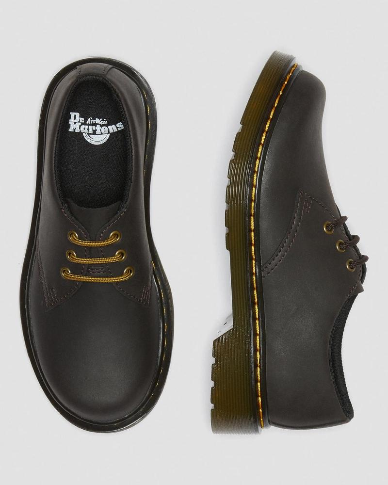 Dark / Brown Kids' Dr Martens Junior 1461 Wildhorse Leather Shoes | CA 726GSO